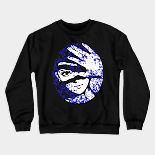 Punk Fashion Style Oval Blue Glowing Girl Crewneck Sweatshirt